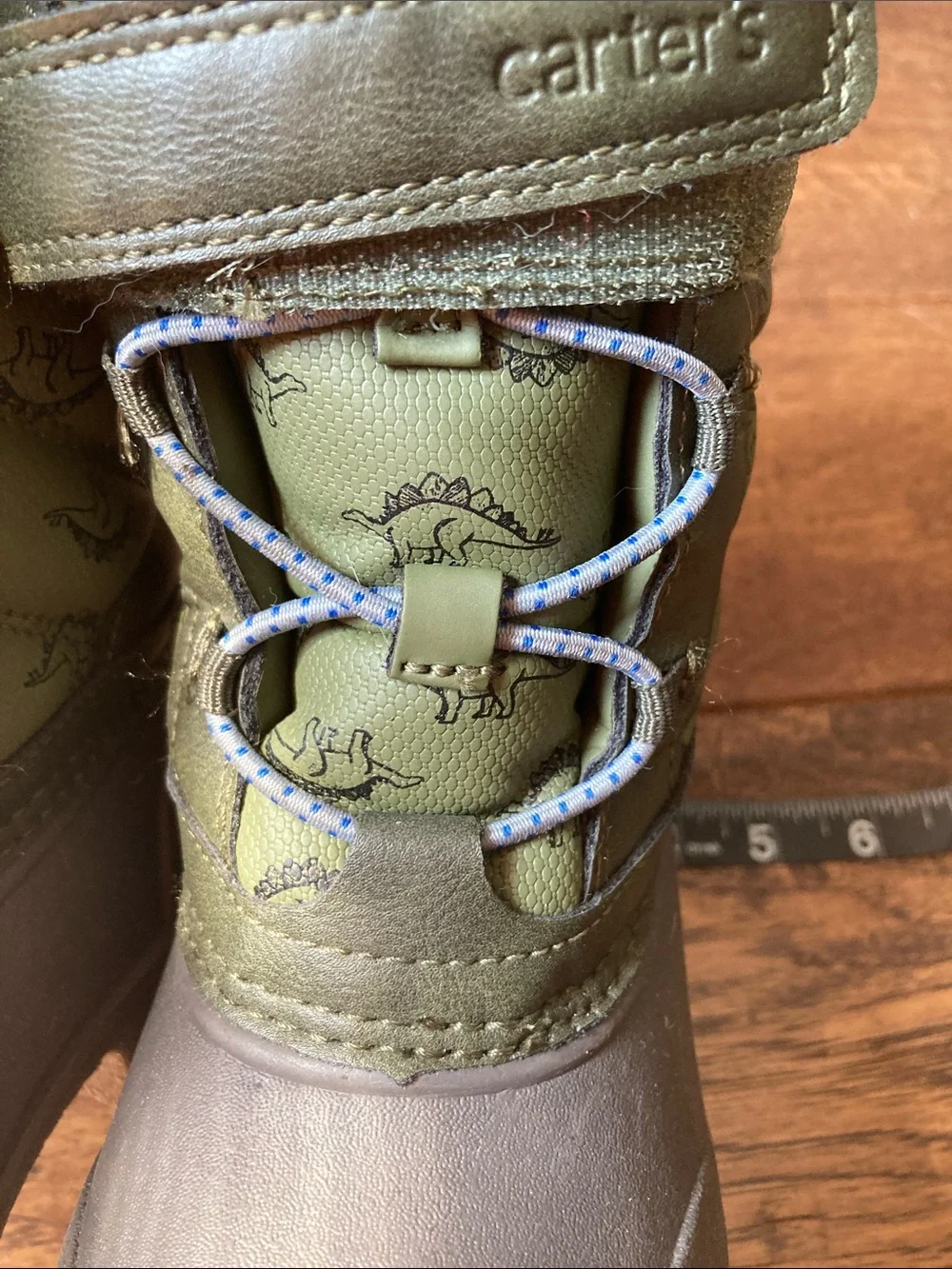 Carter's Olive Green Dino Kids Snow Boots